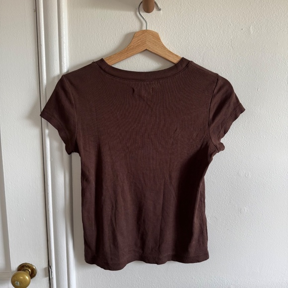 Madewell (Re)generative Cotton Ribbed Crewneck Tee - Brown size S - Picture 4 of 4